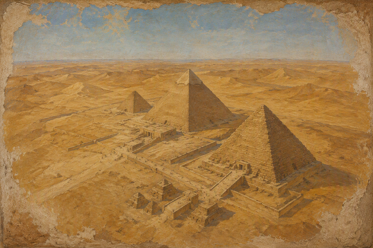 Muinaiset pyramidit autiomaan hiekkadyynien keskellä Muinaiset pyramidit autiomaan hiekkadyynien keskellä
