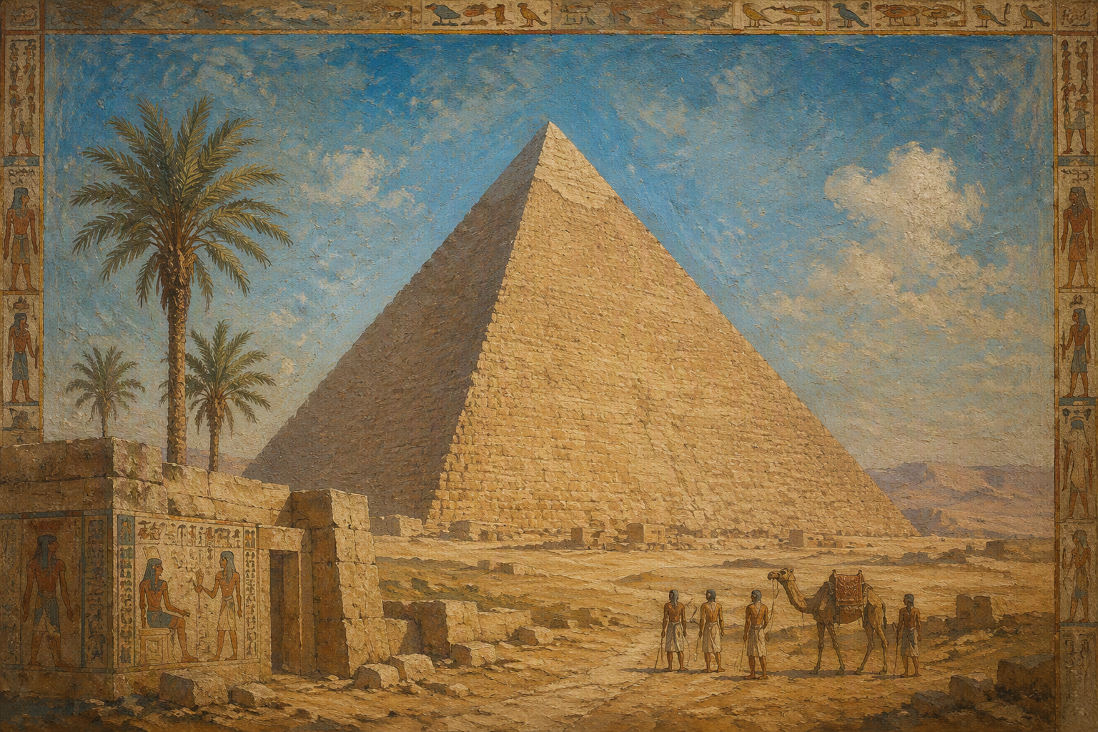 Chefrenin pyramidi aavikolla kirkkaana päivänä