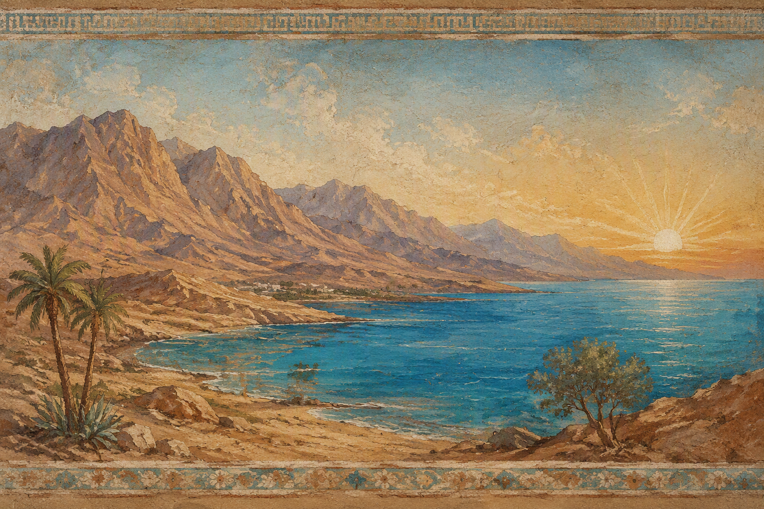 Sinivuoret ja Punainenmeri auringon noustessa Sinivuoret ja Punainenmeri auringon noustessa