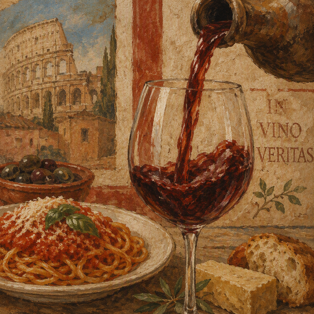 Punaviiniä kaadetaan lasiin italialaisen aterian vieressä Punaviiniä kaadetaan lasiin italialaisen aterian vieressä