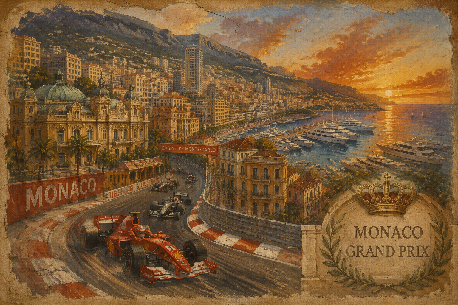 Formula 1 -rata kiemurtelee Monacon sataman ja kaupungin läpi