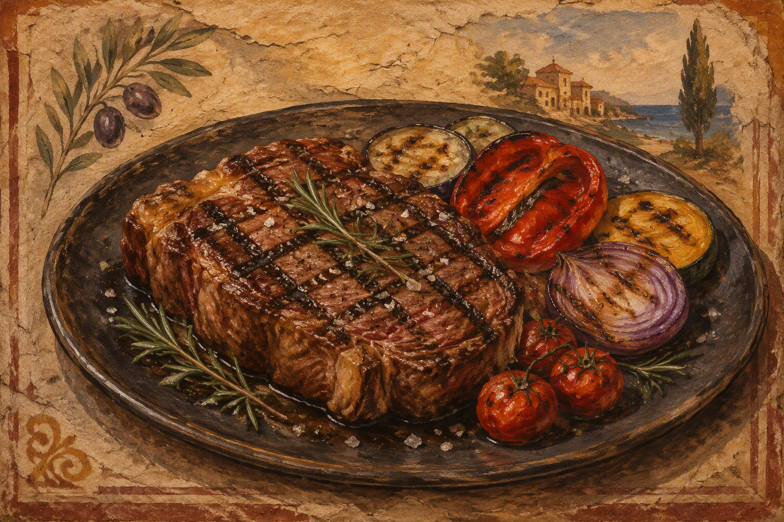 Mehevä grillattu pihvi laadukkailla lisukkeilla