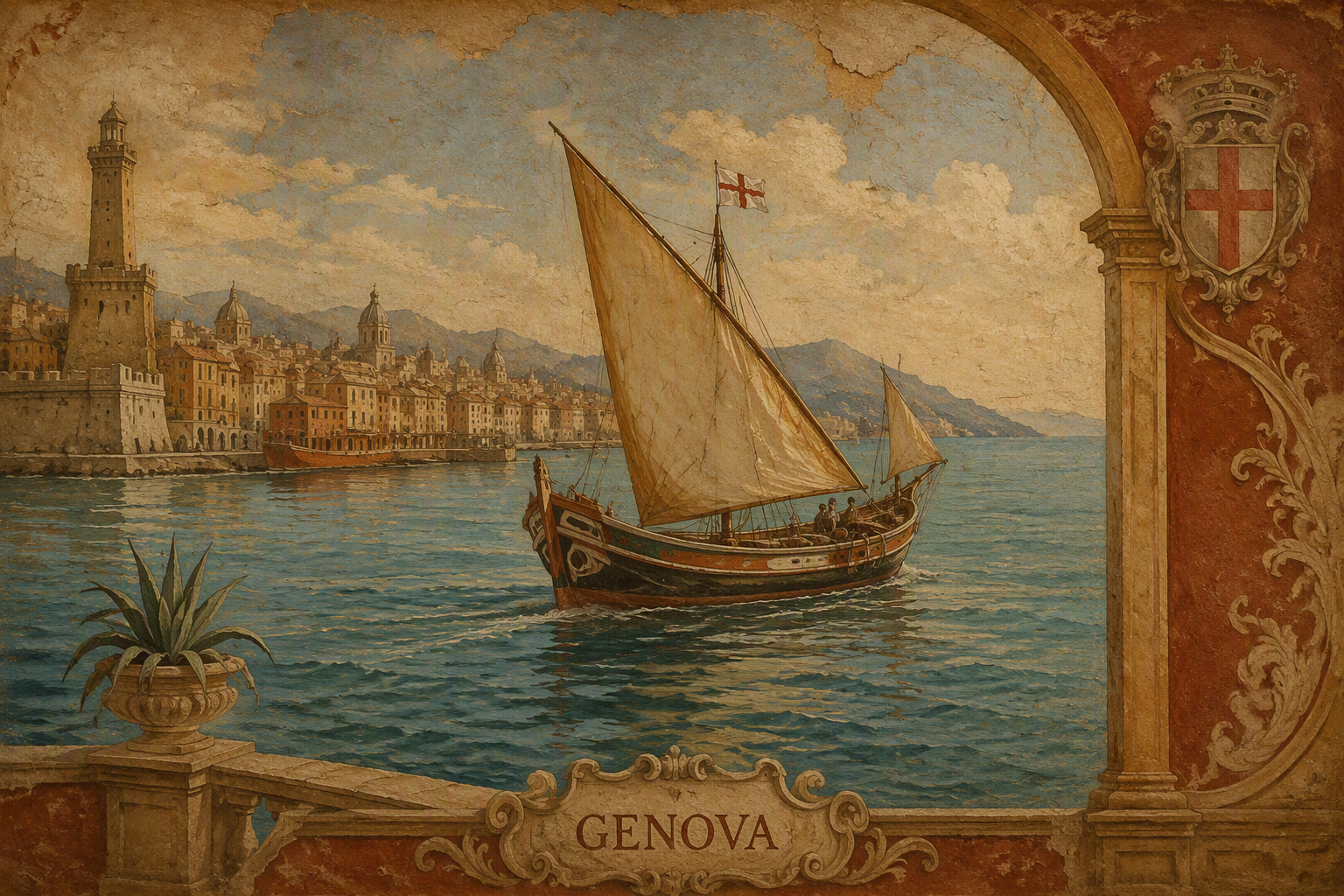 Perinteinen vene purjehtimassa Ligurianmeren rauhallisilla vesillä Perinteinen vene purjehtimassa Ligurianmeren rauhallisilla vesillä