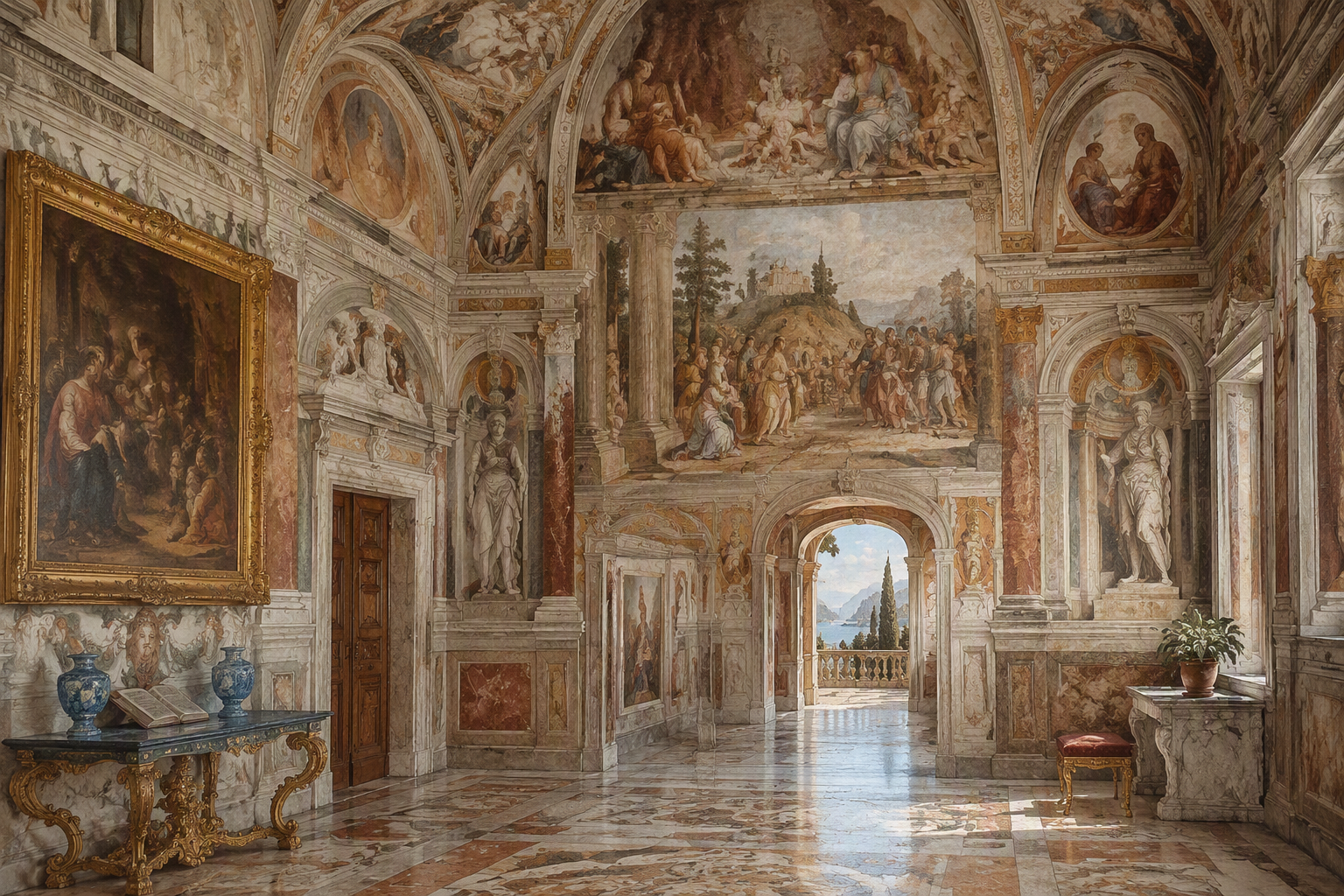 Palazzo Rosson historiallinen ja taiteellinen sisätila Palazzo Rosson historiallinen ja taiteellinen sisätila