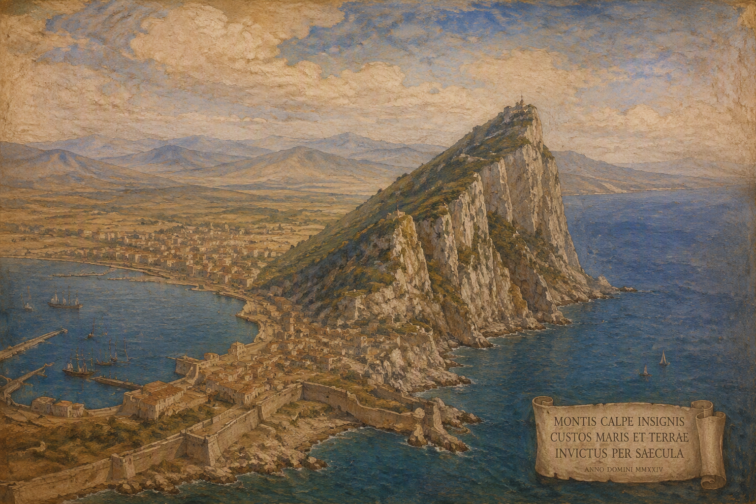 Gibraltarin ikoninen kallio ja satama Gibraltarin ikoninen kallio ja satama