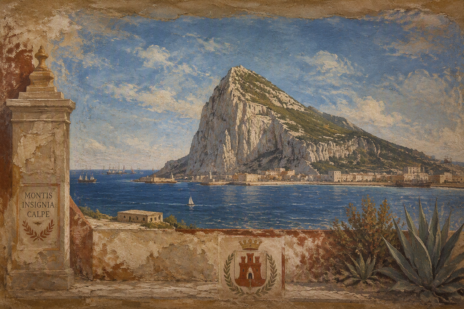Gibraltarin kuuluisa kallio ja ympäröivä meri