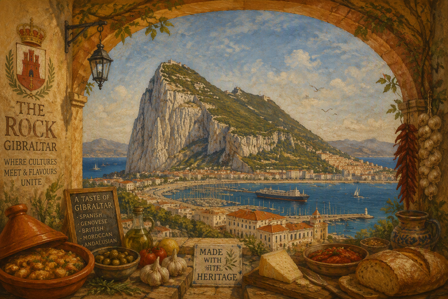 Gibraltarin kallioseinämä ja satama-alue