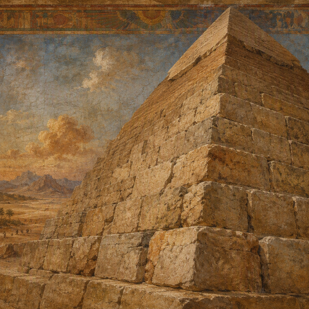 Lähikuva pyramidin kalkkikiviharkoista Lähikuva pyramidin kalkkikiviharkoista