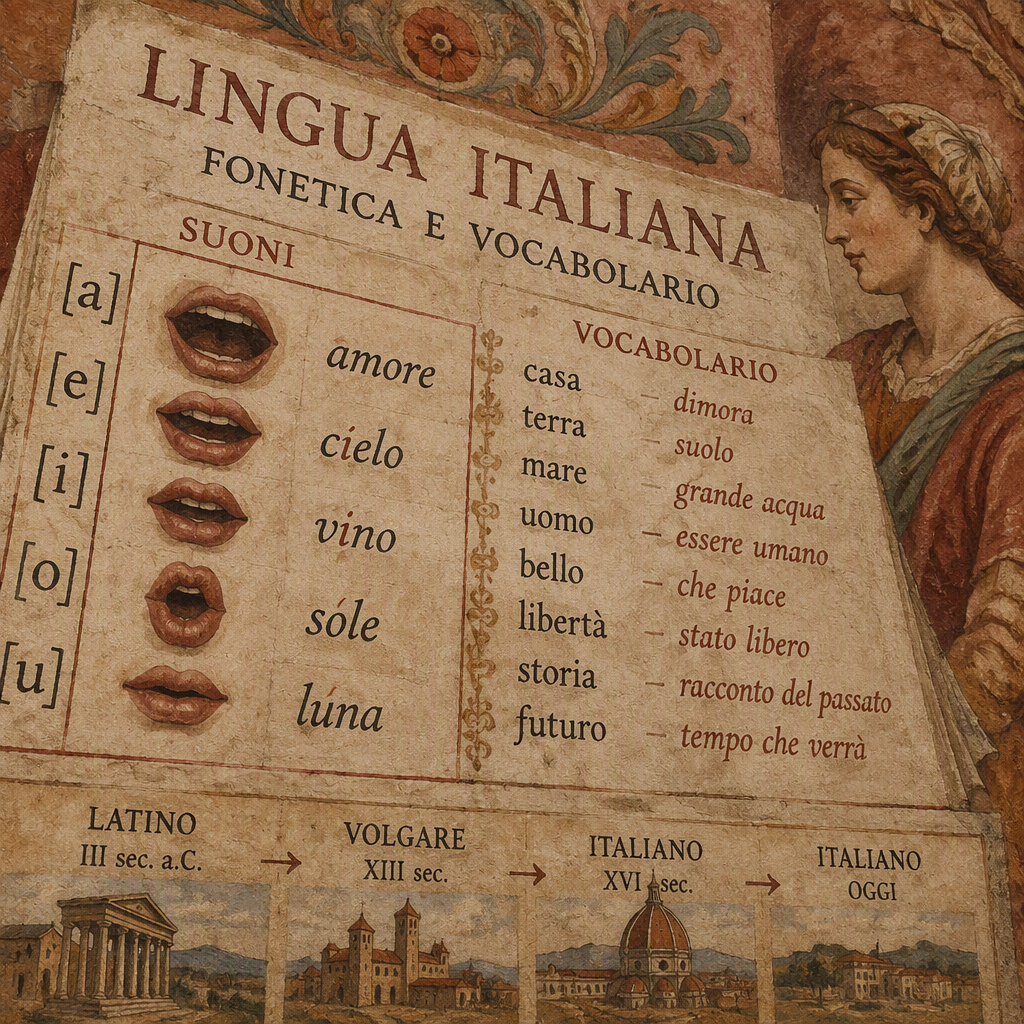 Italian kielen oppikirja ja fonetiikan symboleita Italian kielen oppikirja ja fonetiikan symboleita