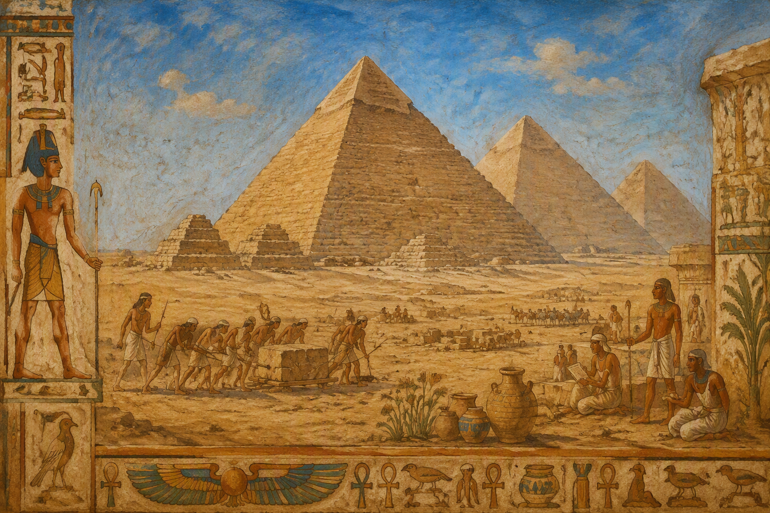 Gizan pyramidit aurinkoisena päivänä Gizan pyramidit aurinkoisena päivänä