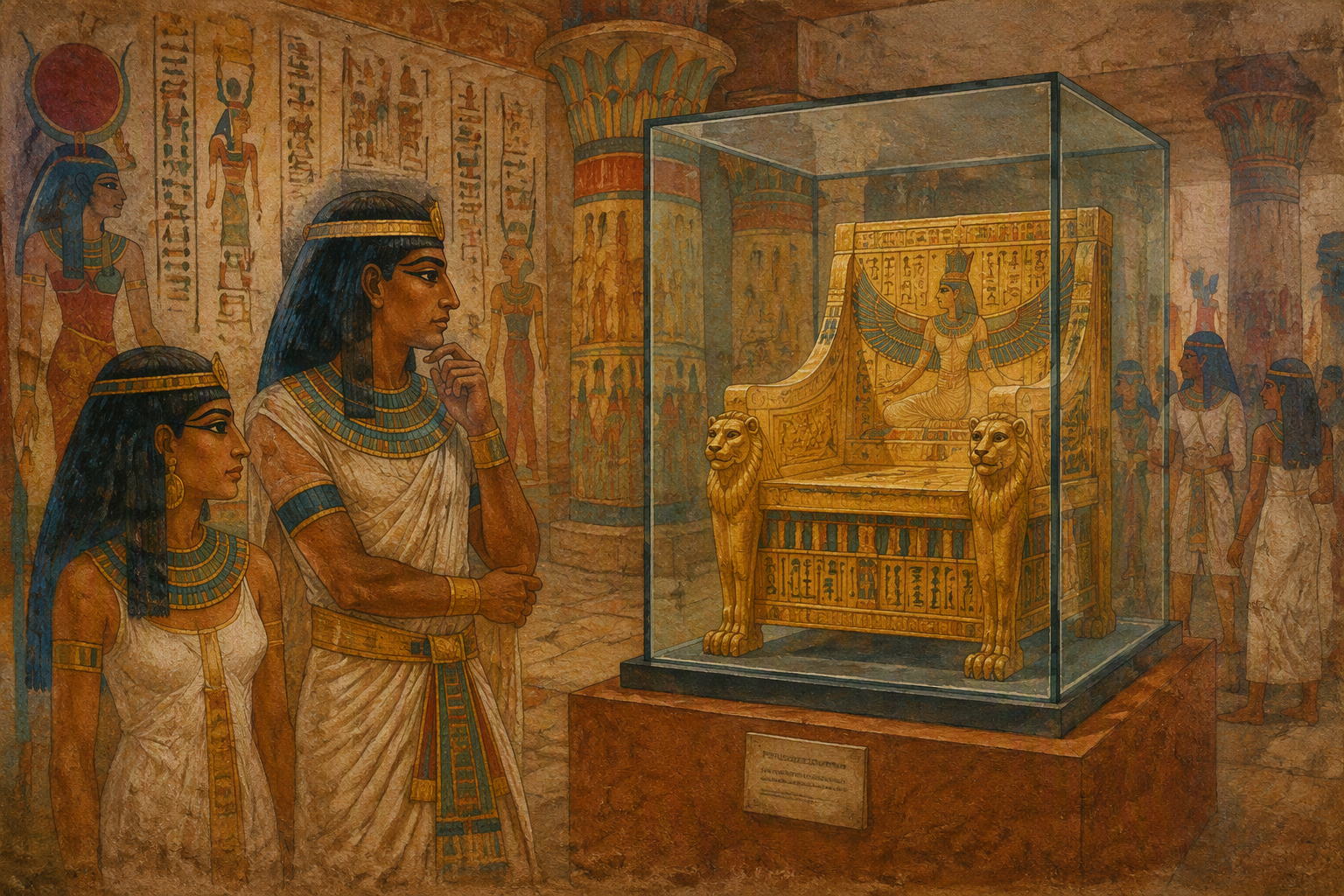 Muinaisen Egyptin kultainen aarre museon vitriinissä Muinaisen Egyptin kultainen aarre museon vitriinissä