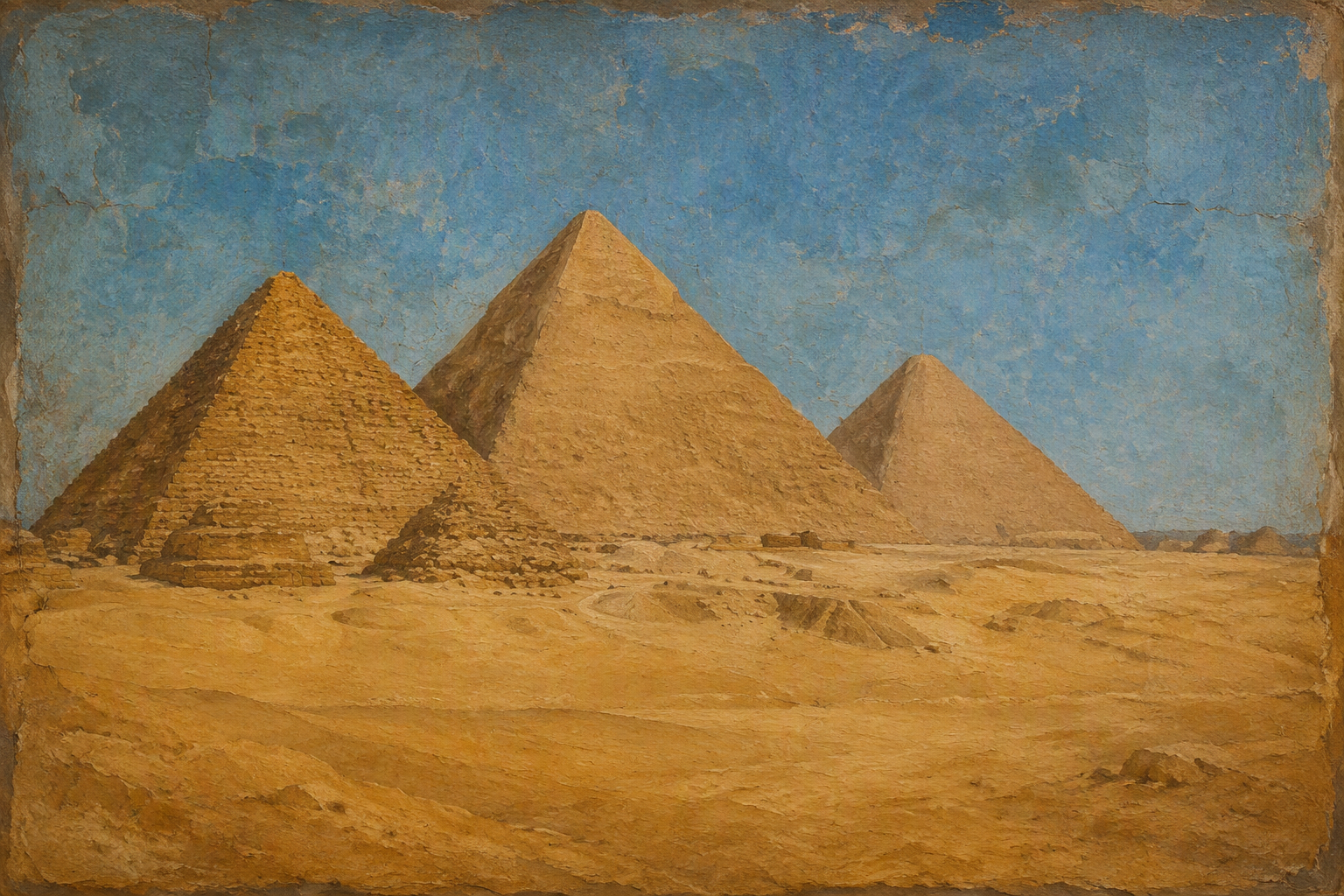 Gizan pyramidit autiomaan hiekan yllä Gizan pyramidit autiomaan hiekan yllä