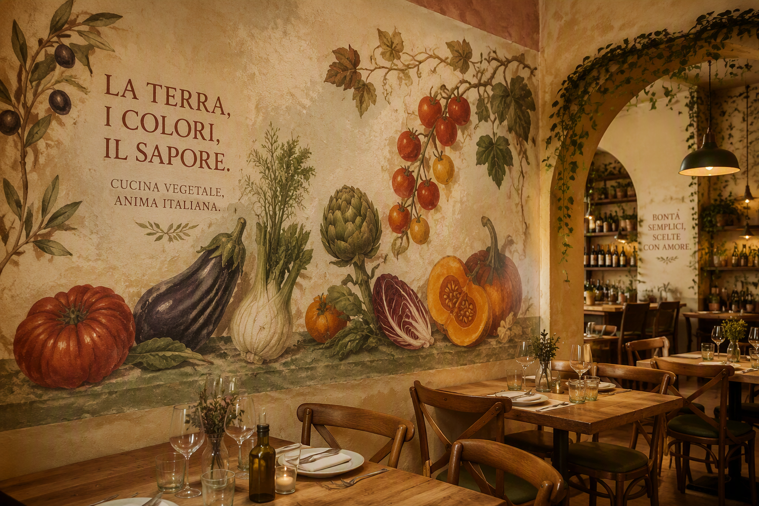 Tyylikäs italialainen kasvisravintola Rooman sydämessä Tyylikäs italialainen kasvisravintola Rooman sydämessä