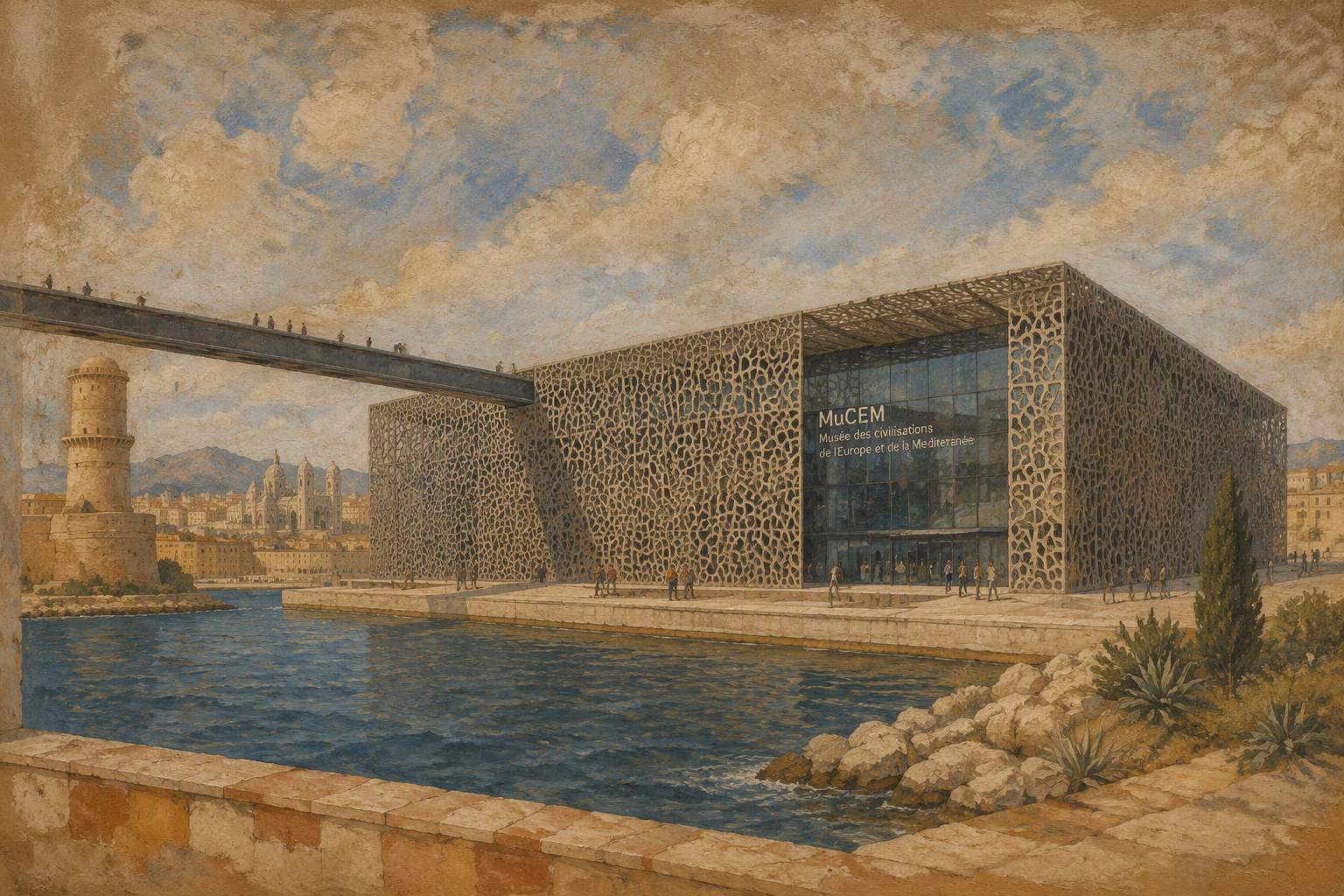 MuCEM-museon moderni arkkitehtuuri Välimeren rannalla