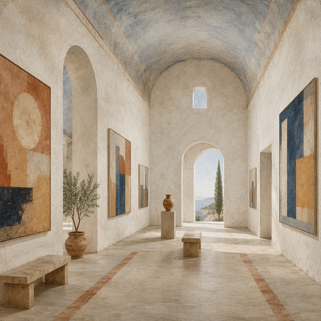 Modernin taiteen näyttelytila valoisassa museossa