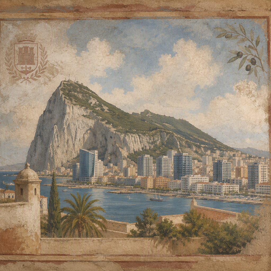 Modernia arkkitehtuuria ja kaupunkinäkymää Gibraltarilla