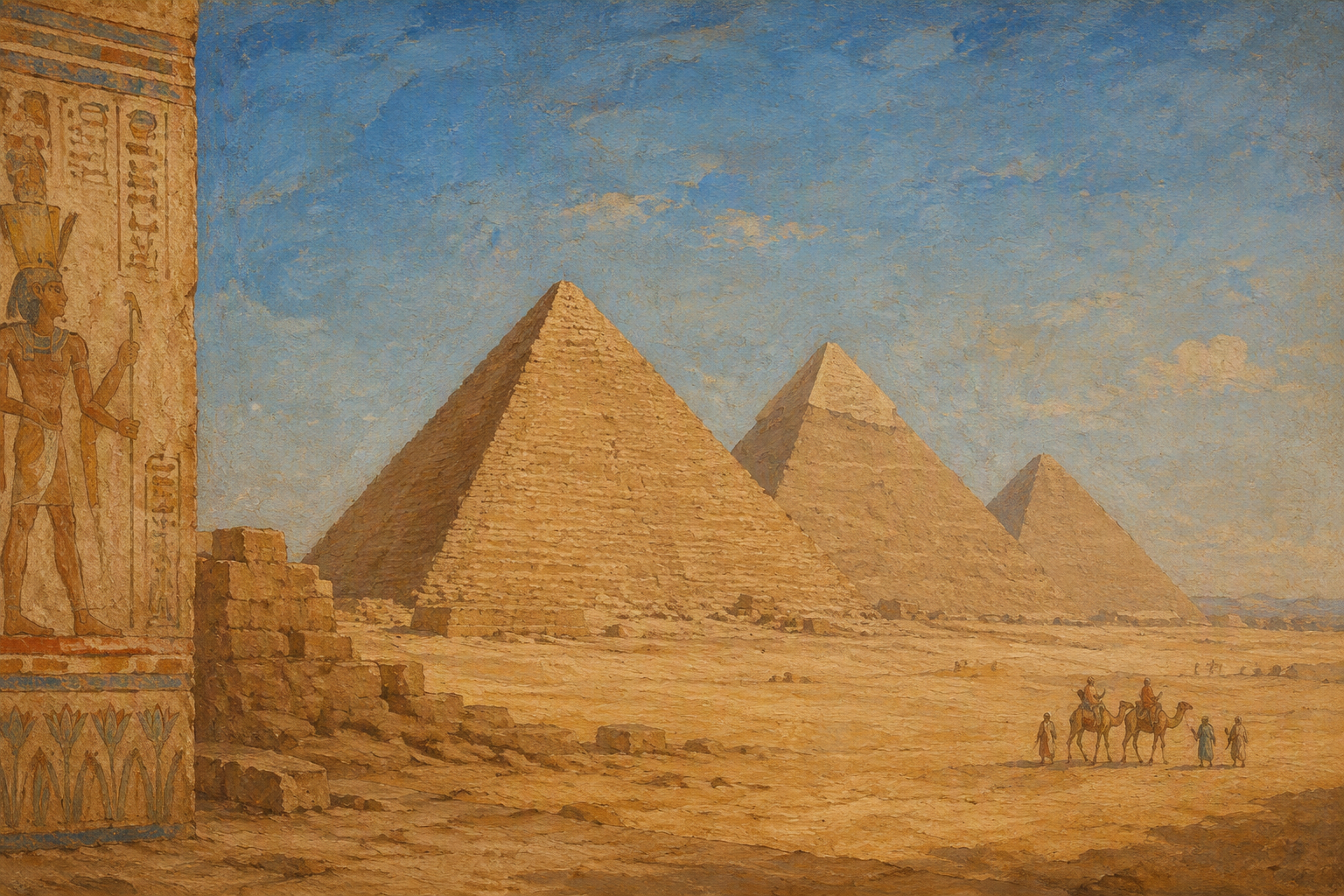 Gizan pyramidit aurinkoisena päivänä Gizan pyramidit aurinkoisena päivänä