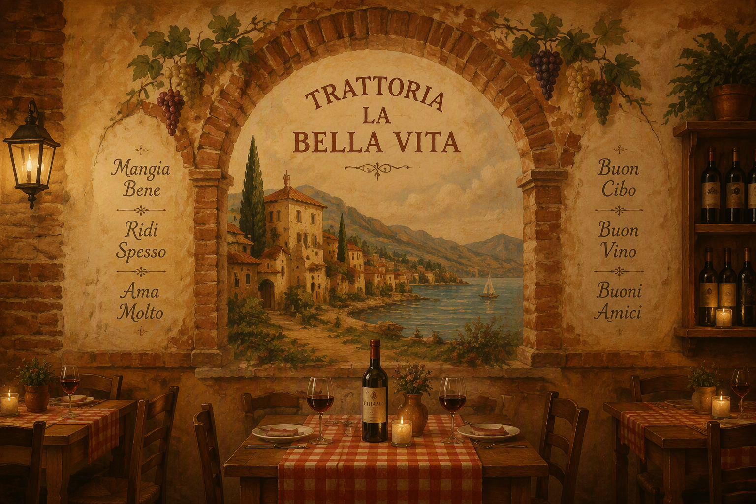 Kodikas italialainen kasvisravintola tunnelmallisella sisustuksella Kodikas italialainen kasvisravintola tunnelmallisella sisustuksella