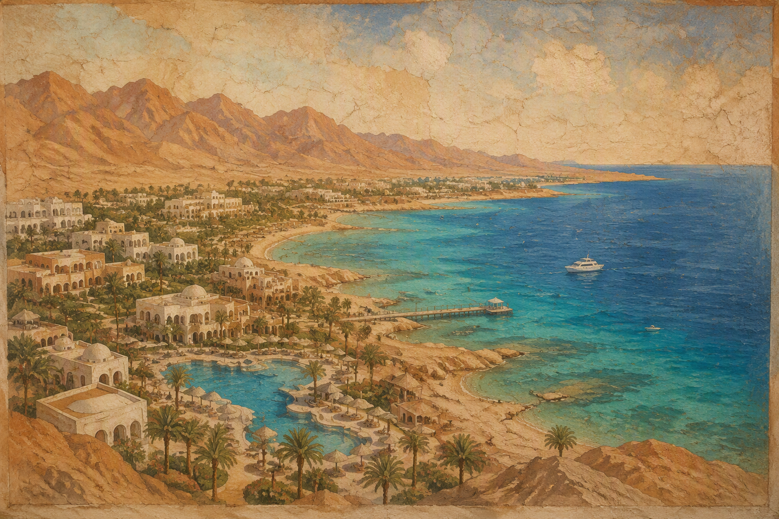 Sharm el-Sheikhin rannikko ja turkoosi meri Sharm el-Sheikhin rannikko ja turkoosi meri