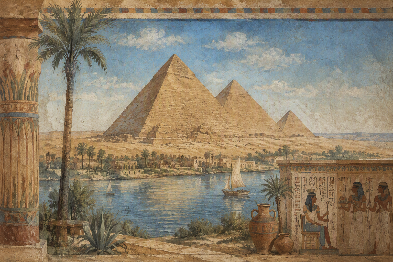 Muinaiset pyramidit Egyptissä kirkkaana päivänä