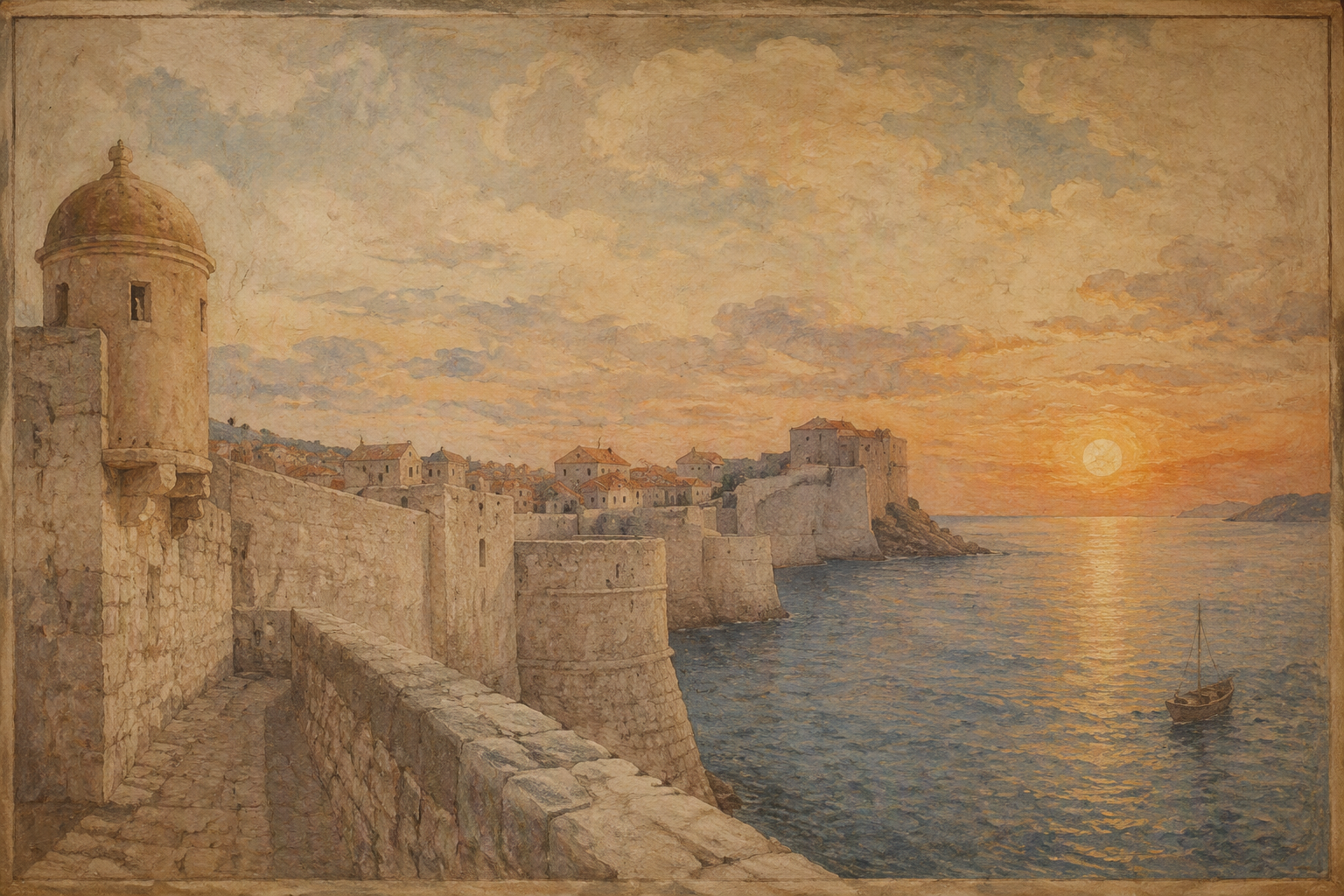 Dubrovnikin muinaiset kaupunginmuurit Adrianmeren rannalla Dubrovnikin muinaiset kaupunginmuurit Adrianmeren rannalla