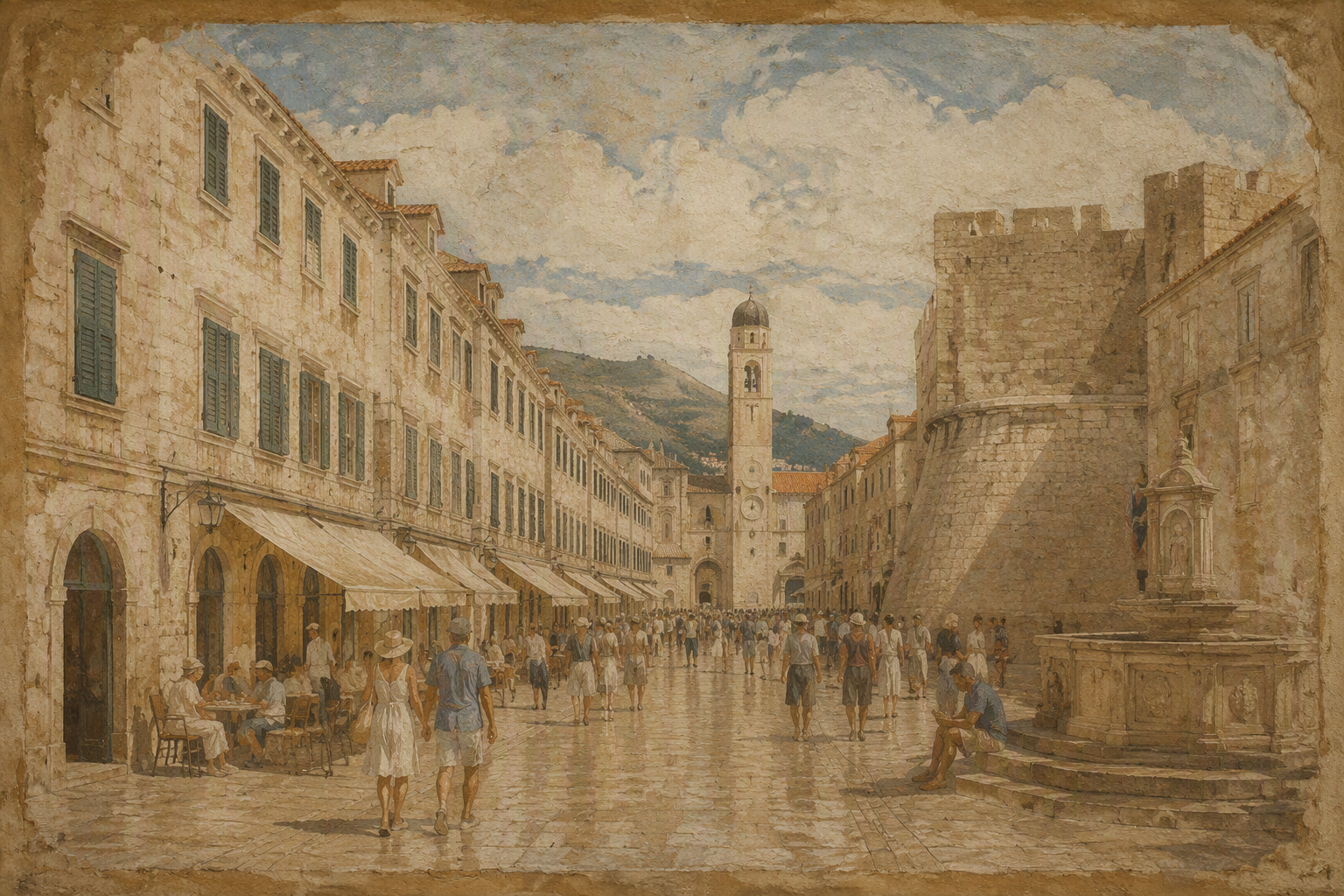 Stradun-kävelykatu ja sen historialliset kivirakennukset Stradun-kävelykatu ja sen historialliset kivirakennukset