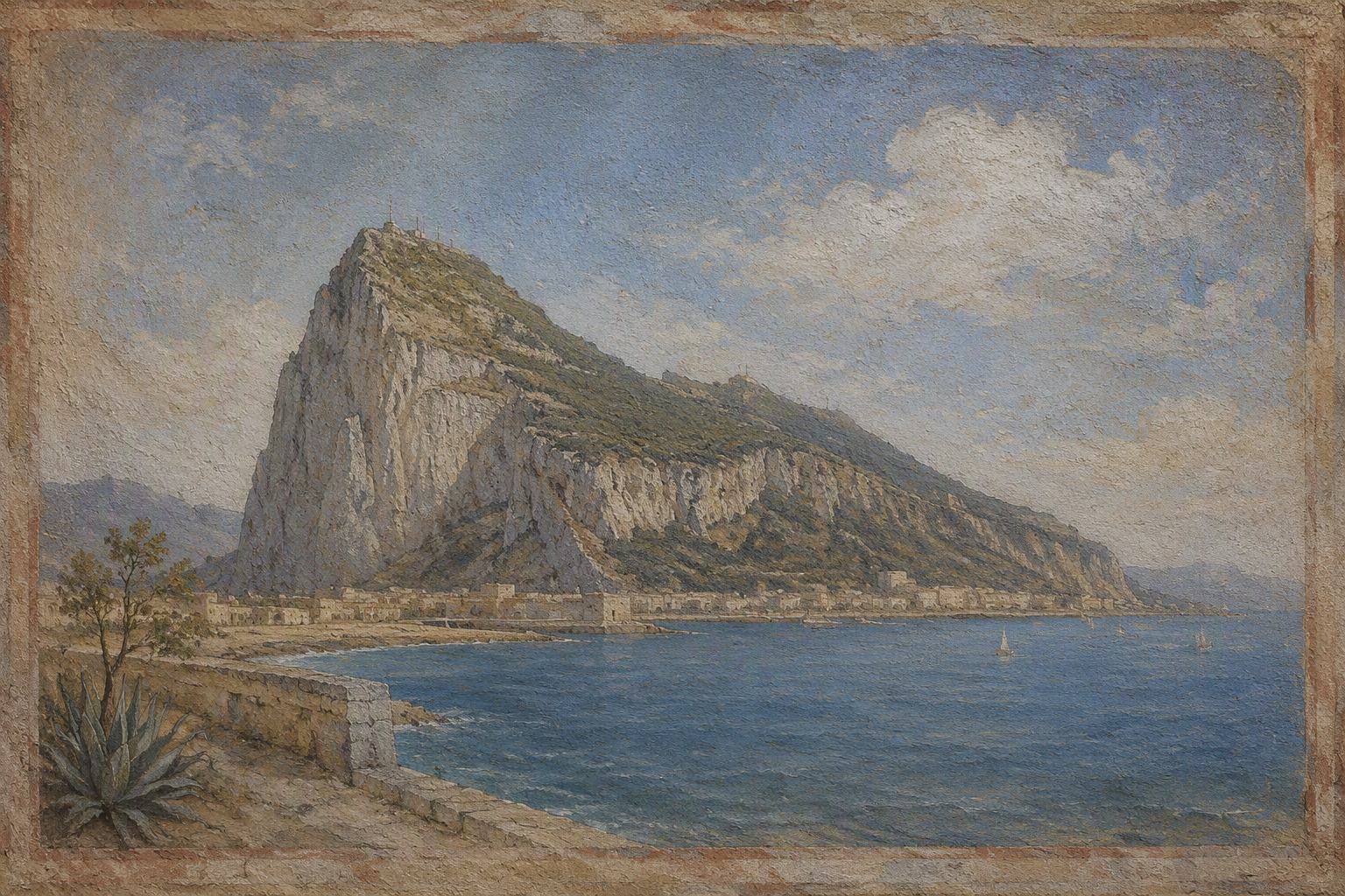 Gibraltarin jylhä kallio ja Välimeri